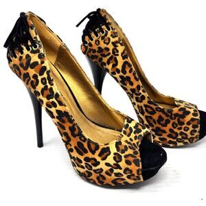 Just Fabulous Animal Print Cheetah Heels Stilettos Platorms Leopard Women Size 7